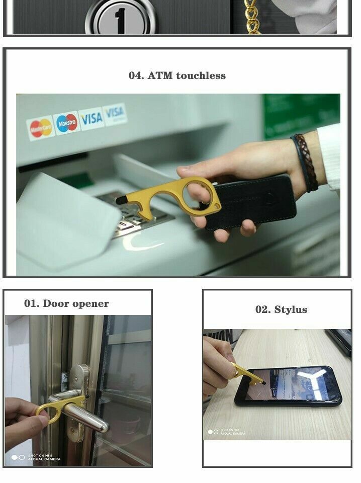 Door Pulling Sanitary Hand tool. Touch Screen stylus. Touchless Elevator Button