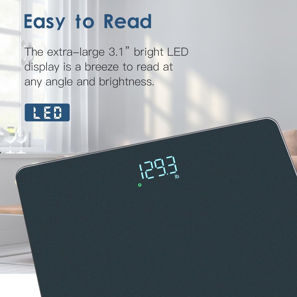 Step-On Bathroom Scale with Backlit Display - 400lb Capacity, Lightweight Design