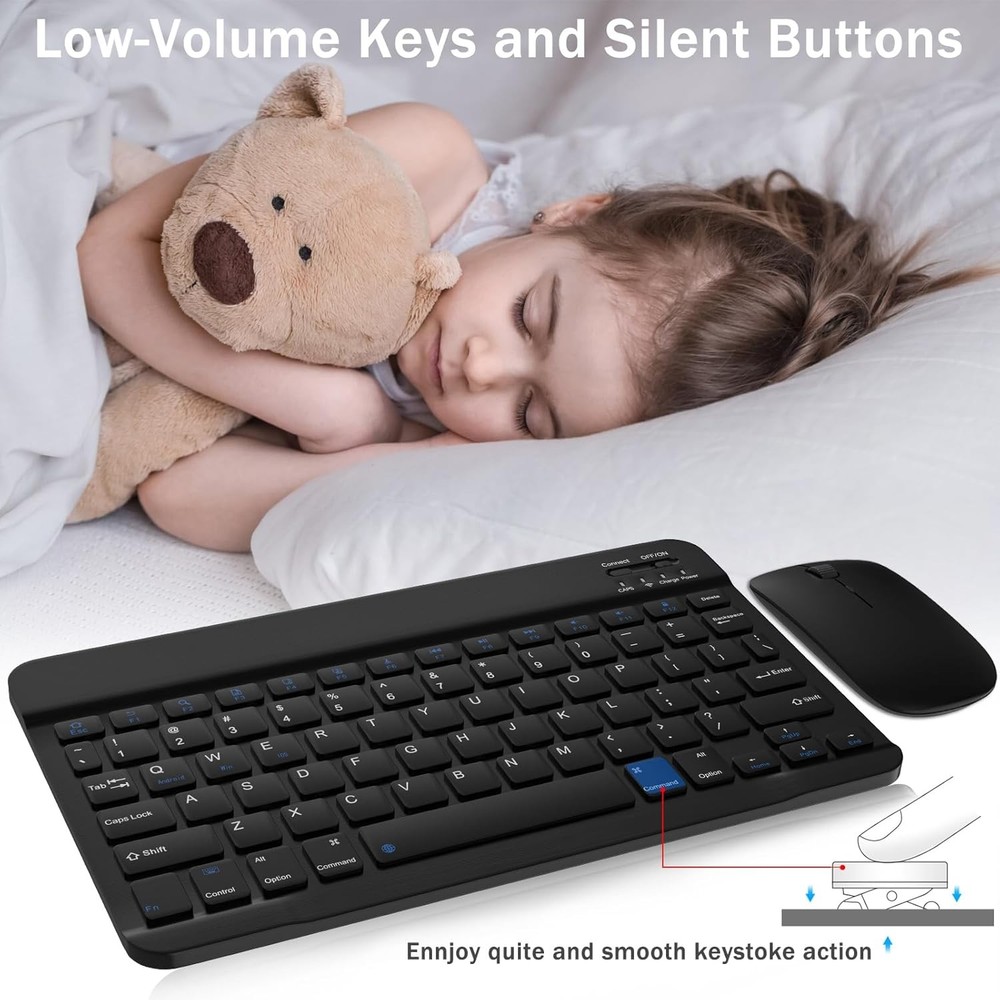 Rechargeable Bluetooth Keyboard and Mouse Combo Universal Ultra-Slim Wireless