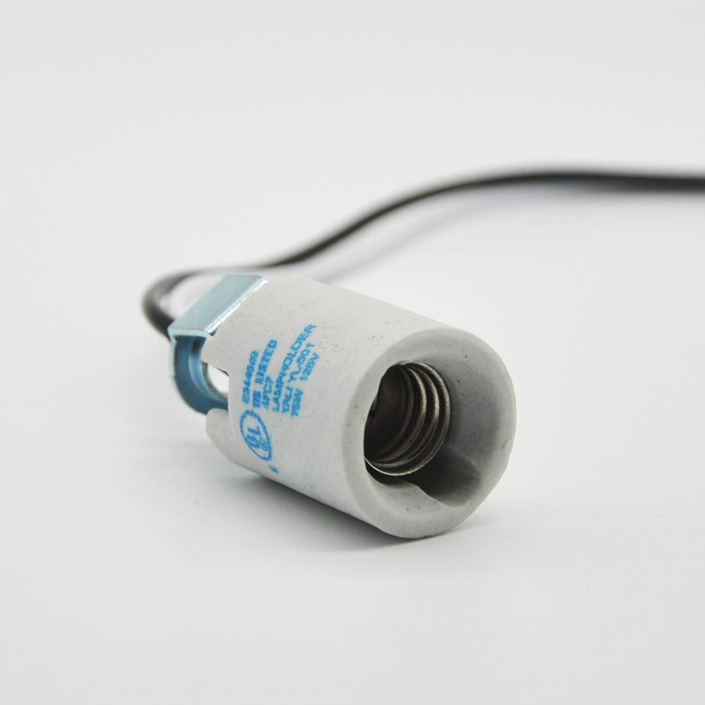 E12 Ceramic Light Socket Lamp Holder With Wire Leads Heat Resistant 4 Pack