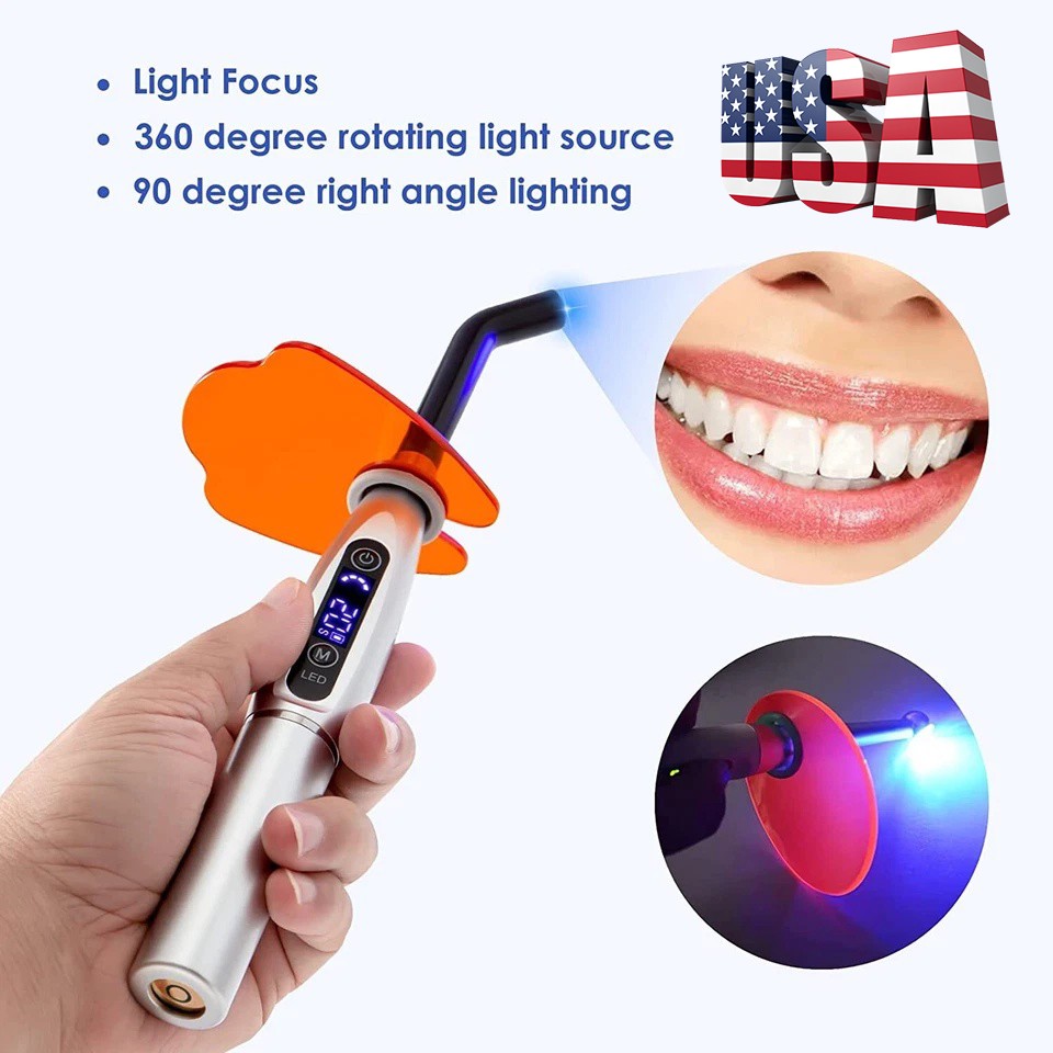 5W Dental Wireless Cordless LED Curing Light Lamp 2000mw Cures Silver