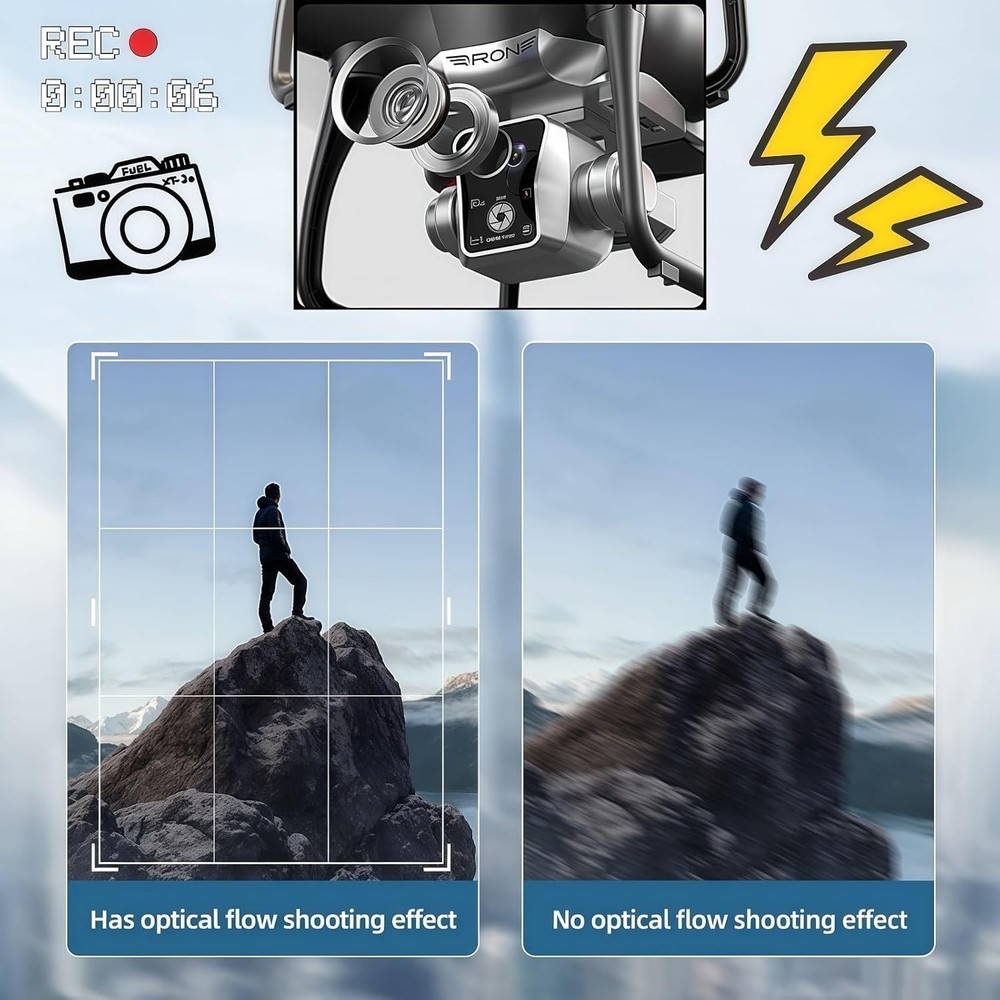 KY102 Drone with Screen Controller SD card, 2 batteries - Black