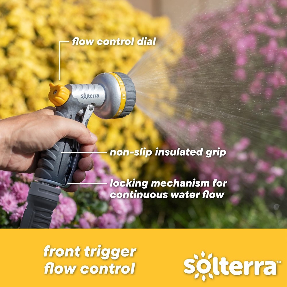 Solterra 8-Pattern Garden Hose Nozzle with Front Trigger Multi-Pattern