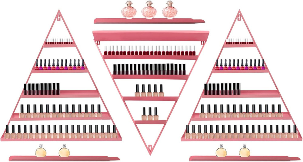5 Tier Wall-Mounted Metal Nail Polish Display Rack,Simple Triangular Storage She