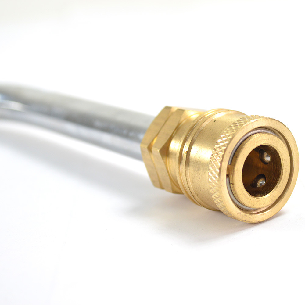 12" Chrome Gutter Cleaner Attachment Coupled with 1/4" Brass Quick Coupler 1/4"