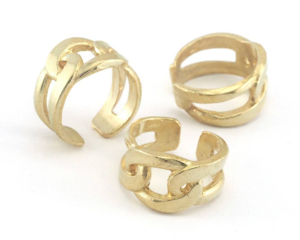 Chain Ring Band Adjustable Raw Brassz4027