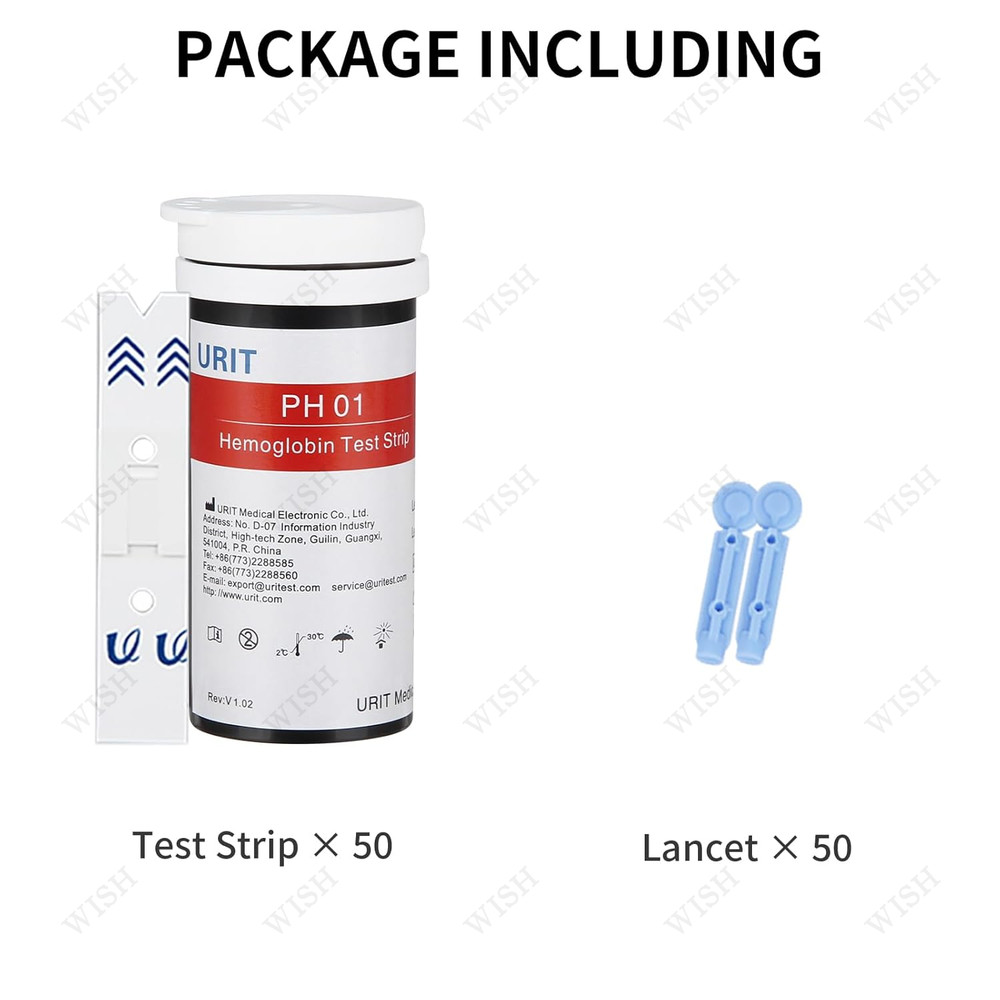 URIT hemoglobin test strips，50 Test Strips for PH-01A (Test Strips Only)