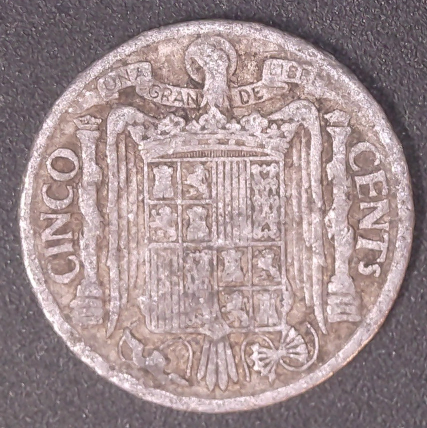 1940 Espana Spain 5 Centimos Coin Circulated