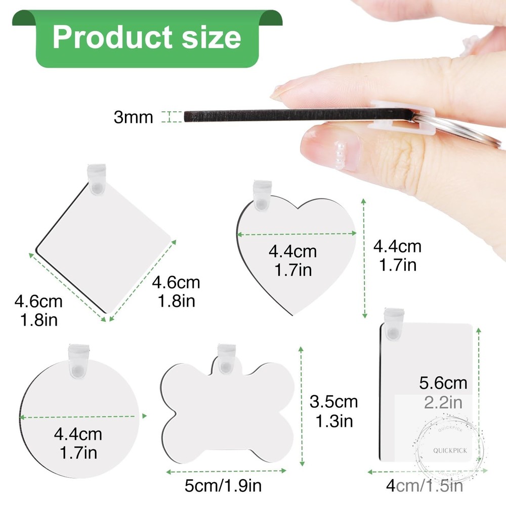 135Pcs Sublimation Keychain Blanks Bulk,MDF Keychain Double Sided Heat Transfer