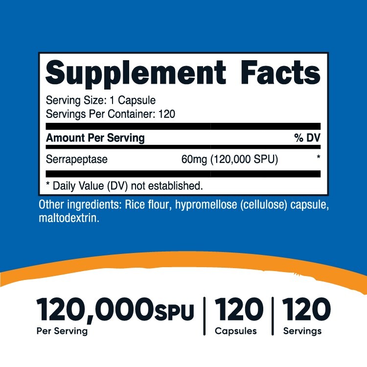 Nutricost Serrapeptase 120,000 SPU, 120 Capsules