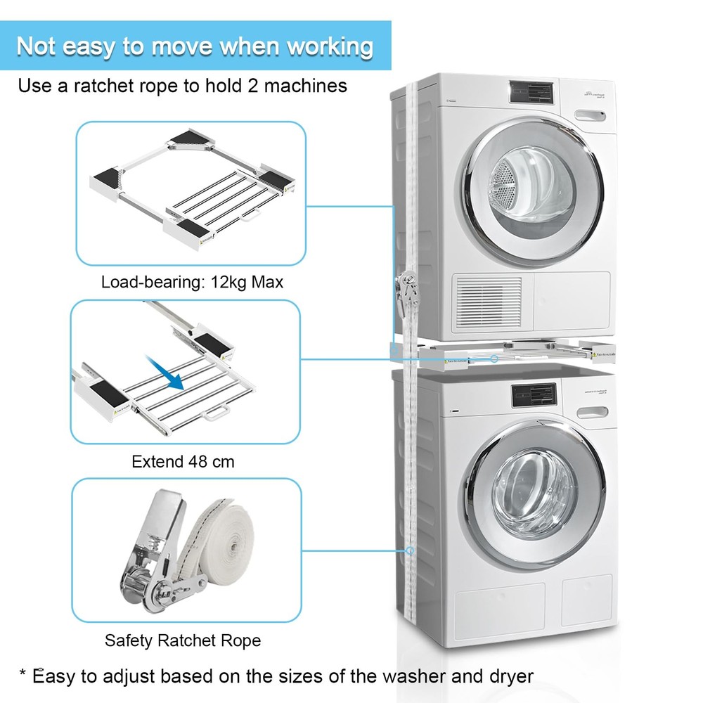 29 Inch Washer Dryer Stacking Kit Universal 76x76cm Pull Out Rack