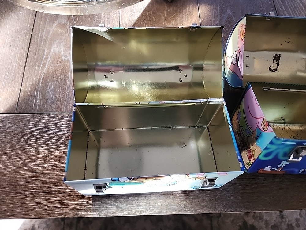 2001/2002 Spongebob Lunchbox Metal Tin Lunch Box Boxes