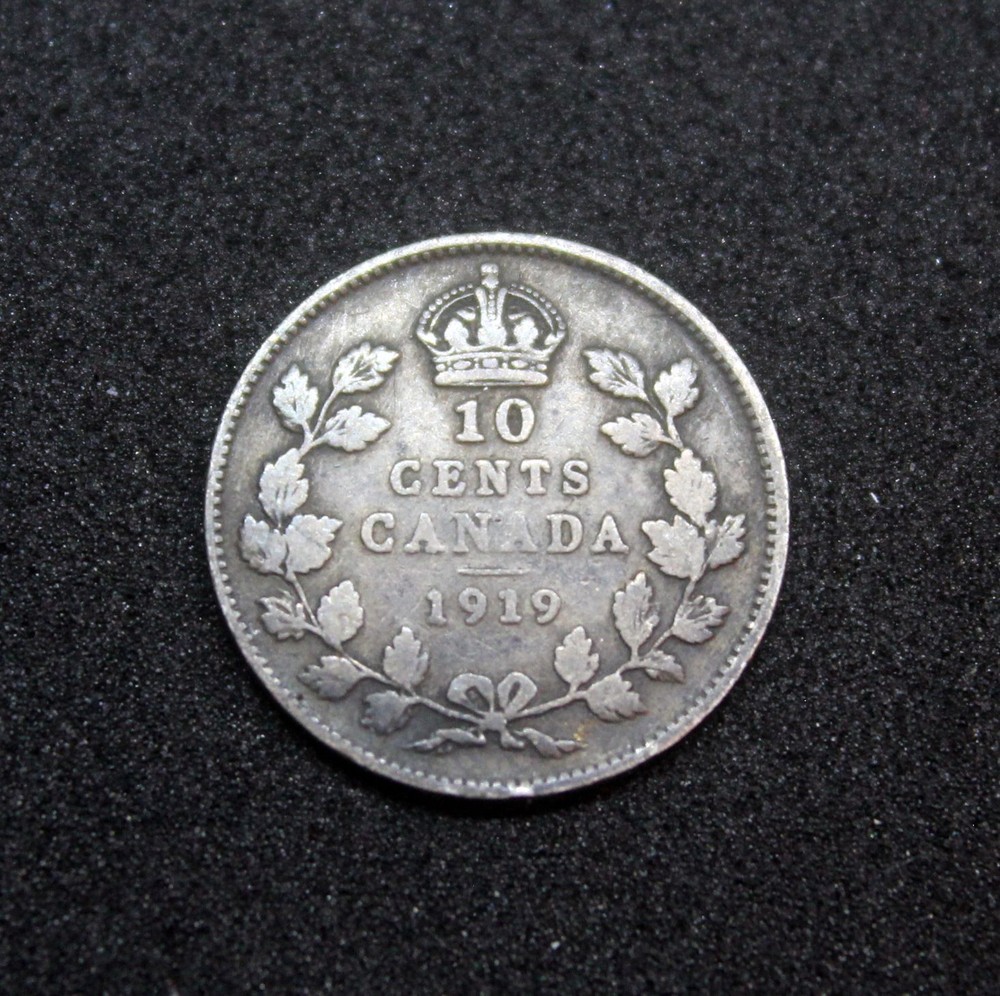 1919 CANADA SILVER 10 CENTS COIN