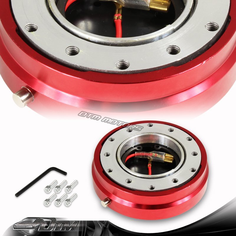 1" Red 6-Hole Steering Wheel Short Quick Release Hub Adapter Kit Universal