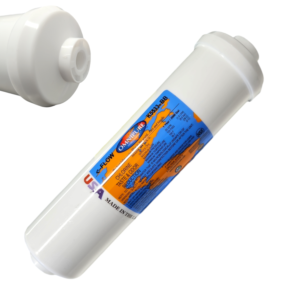 Omnipure K5533-BB Inline GAC 10" x 2.5" Postfilter 1/4"NPT (3 pack)