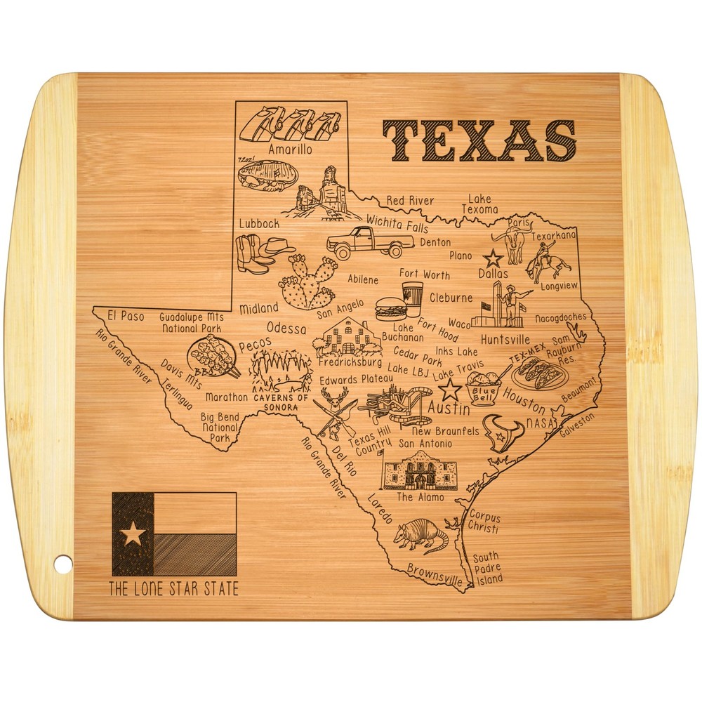 Texas State Map Cutting Board - Bamboo Texas Serving Board 11" x 8.5", Small ...