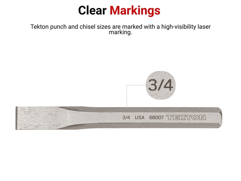 Tekton 1/2, 3/4, 1 Inch Cold Chisel Set, 3 Pieces
