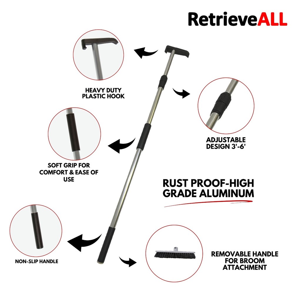 RetrieveALL Telescoping Cargo Tool & Broom Head/Extendable Grabber Reacher Tool