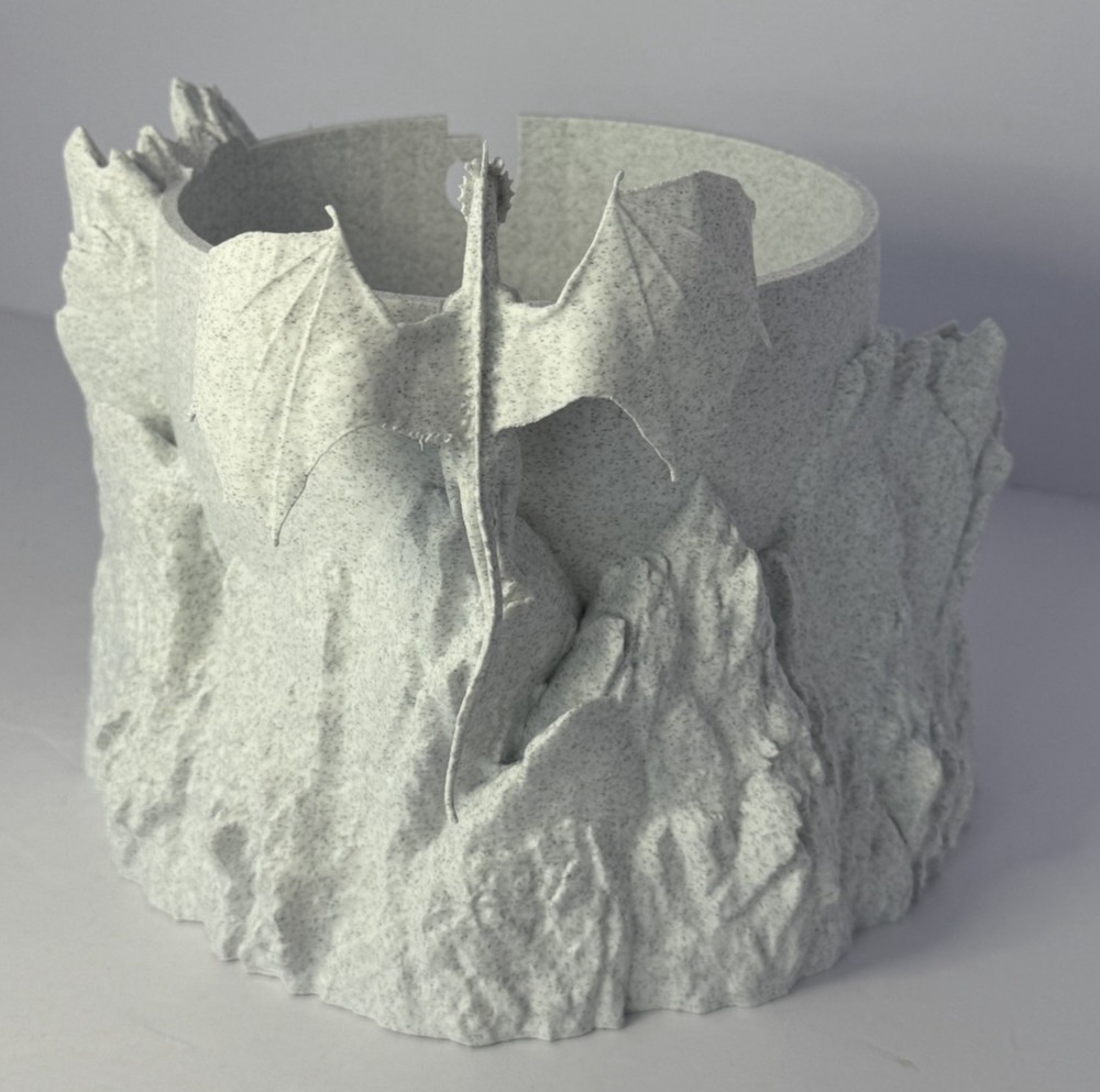 Large Dragon Yarn Bowl 3D Printed PLA Stone