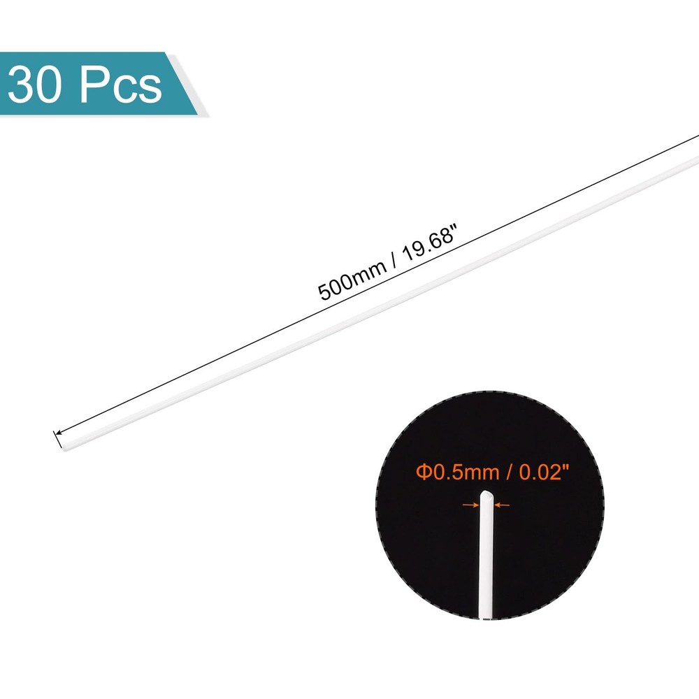 ABS Plastic Rod Round Solid Bar 0.5 mm x 500 mm White for DIY Model Material ...