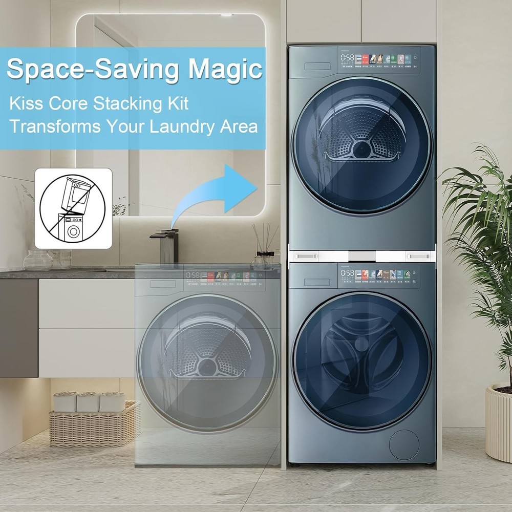 Universal Adjustable Washer & Dryer Stacking Kit with Pull-Out Drying Rack