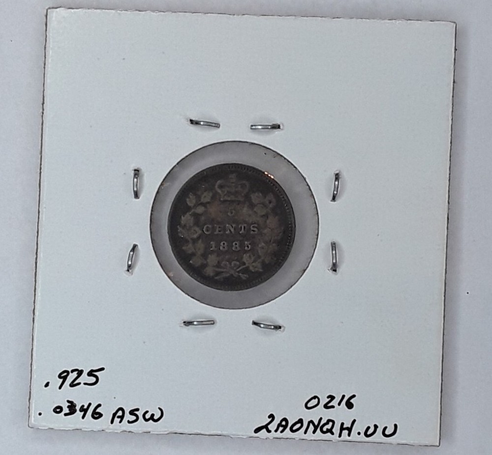1885 CANADA 5 CENTS. NICE. .925 SILVER.