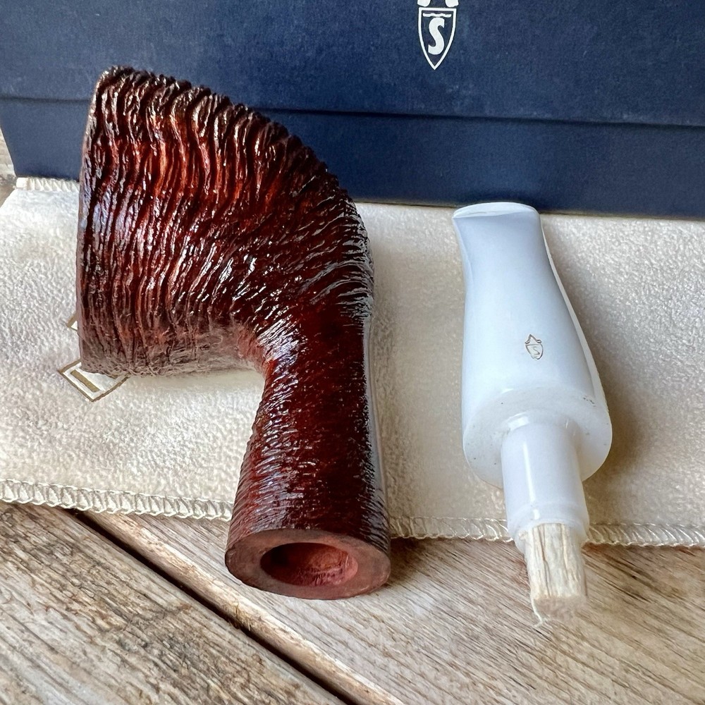 Savinelli Artisan Rusticated 6mm Filter Pipe White Acrylic Stem - New