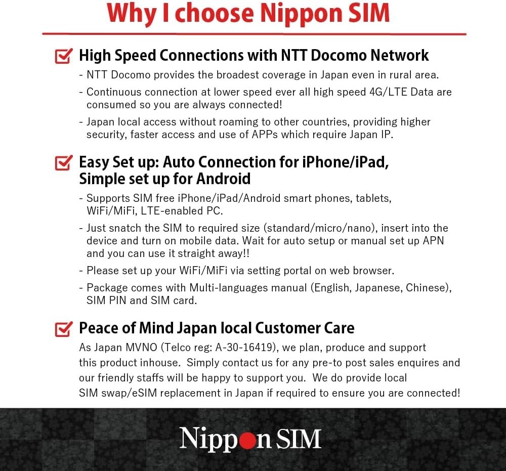 Japan SIM Card 10GB Data | Docomo Network | 15 Days