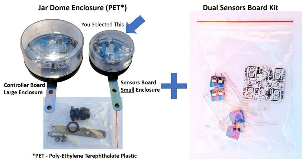 Jar Enclosure Dome DIY Sun Tracking Controller Board + Dual Axis Sensors Board