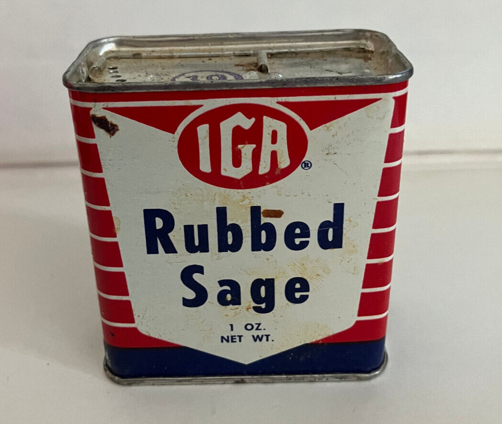 Vintage IGA Brand Rubbed Sage Spice Tin