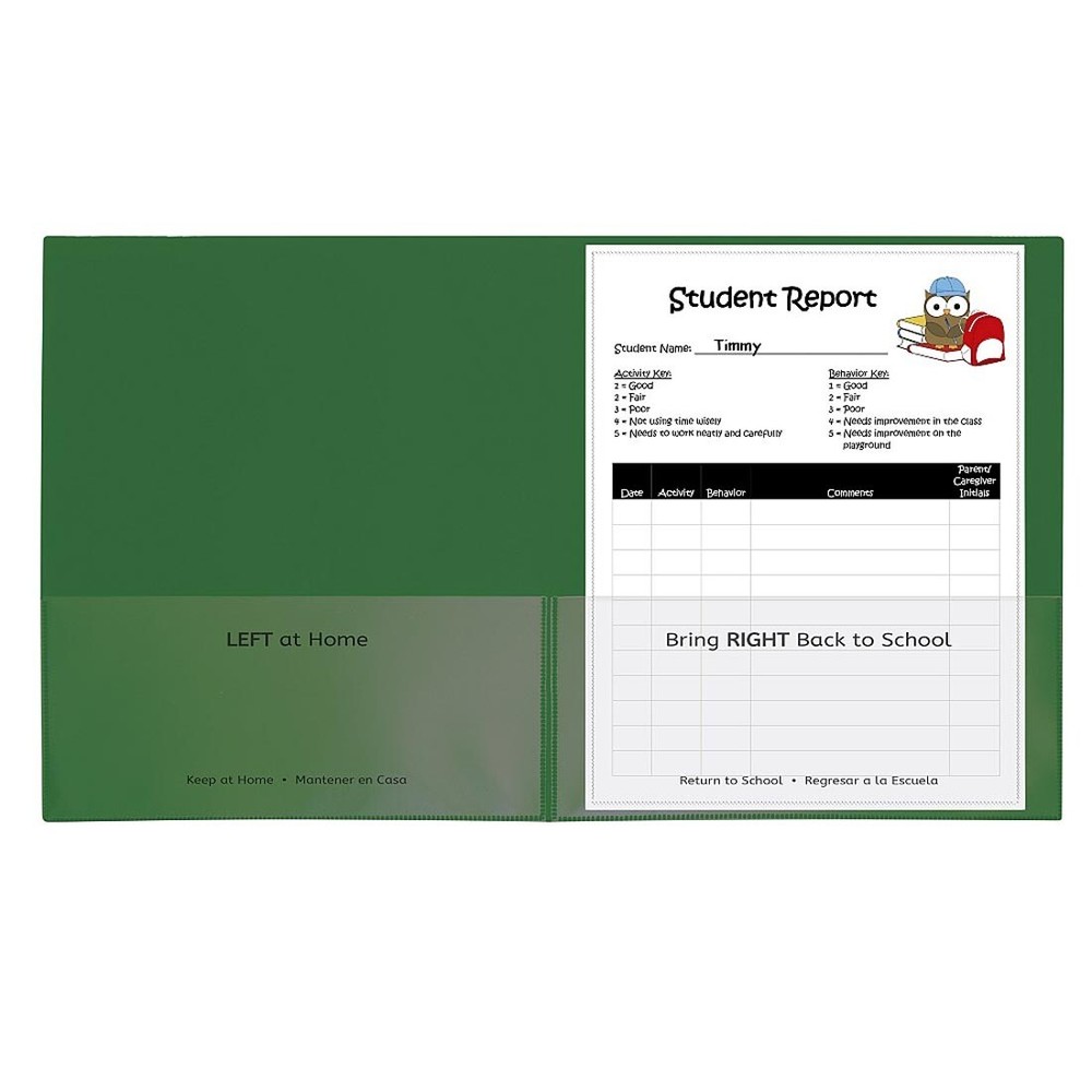 C-Line Classroom Connector School-to-Home Folder Green