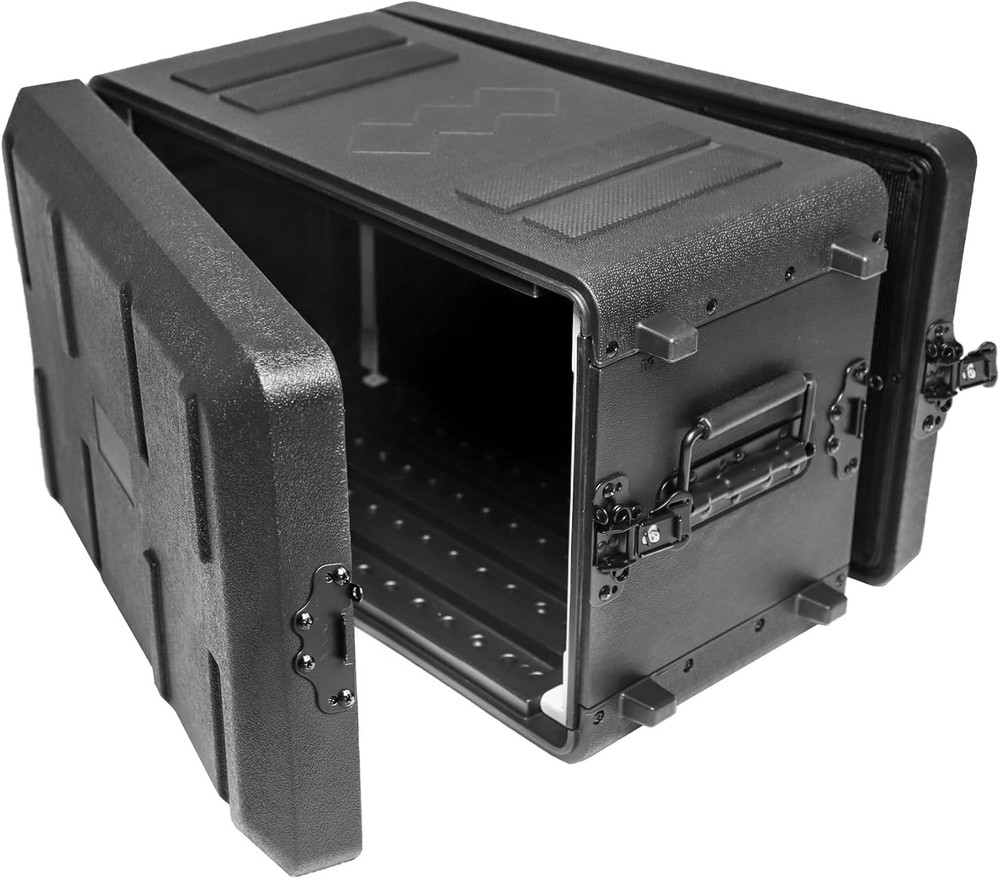 6U Rack Case Shallow 16" Depth,19" Rackmount Flight Cases Shockproof Mount Racks