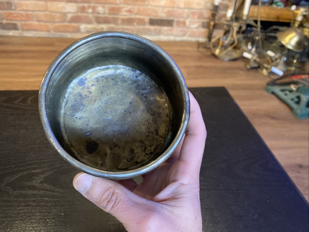 Antique Middle Eastern Hammered Brass Pot