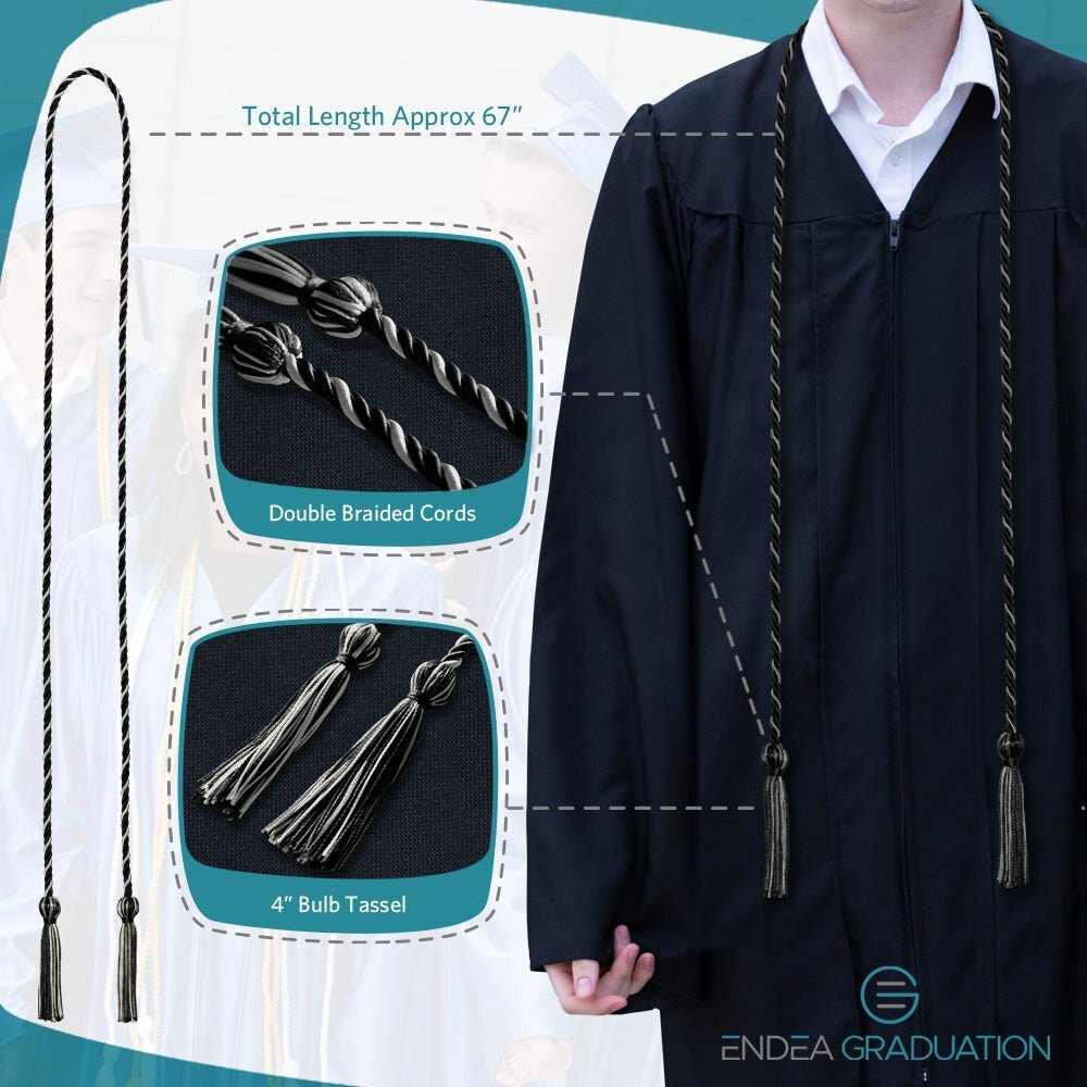 Endea Graduation Single Honor Cord Black/Silver