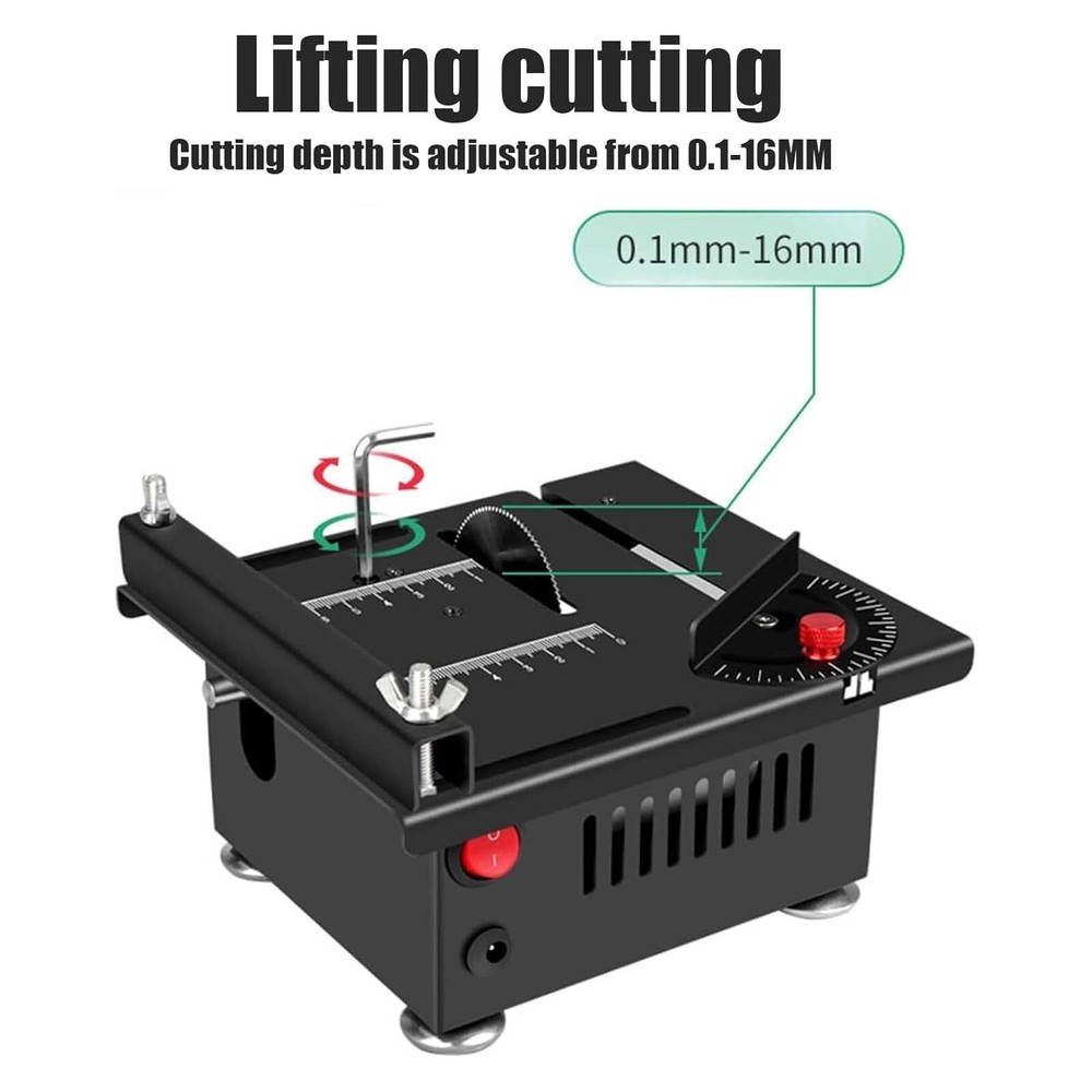 Multi-Functional Mini Table Saw Speed & Angle Adjustable 16MM Cutting Depth E1I6