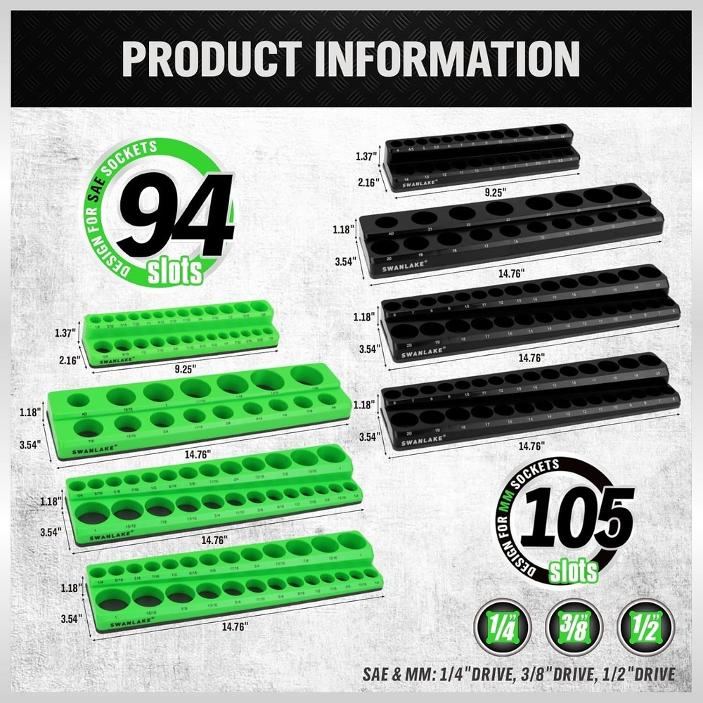 Magnetic Socket Organizer 8PCS Set - Durable Storage Trays