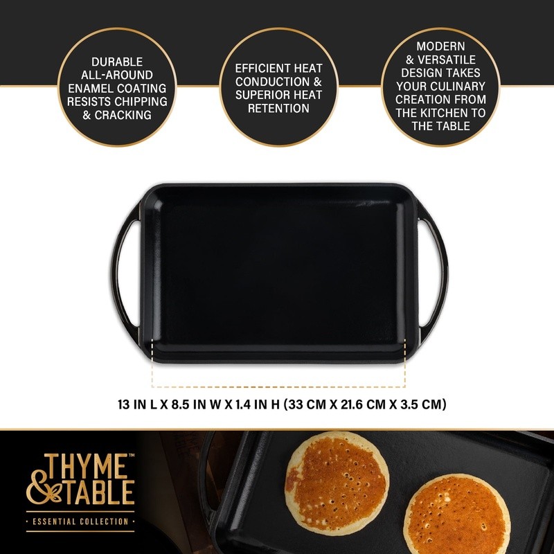 Nonstick Cast Iron Griddle Durable Easy Clean Cooking Pan Kitchen Essential New