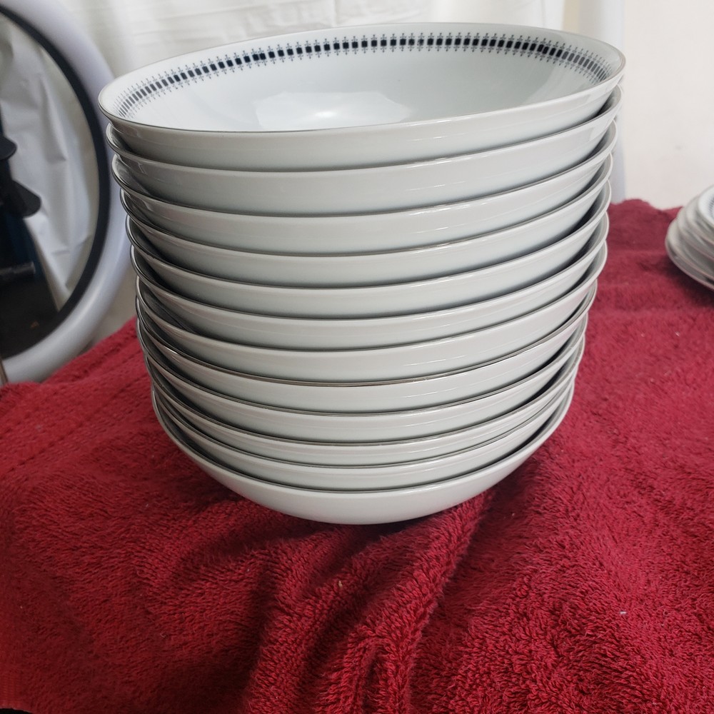 Mikasa Starlight 5560 Fine China Dinnerware Set White Black Gray