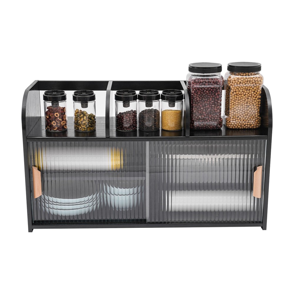 Black Storage Cabinet with Adjustable Shelves for Multi-Purpose Use
