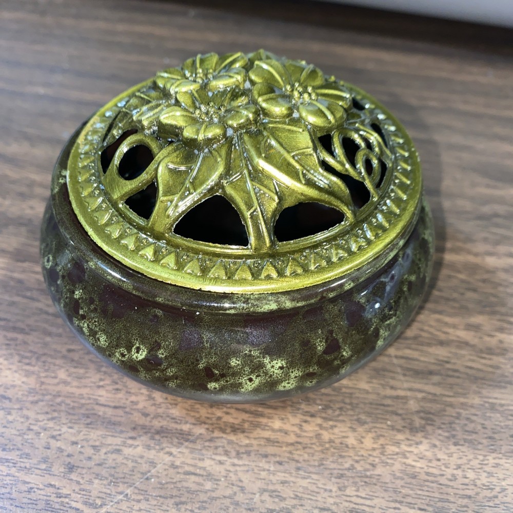 Ceramic Incense Burner, Green Brown Color available