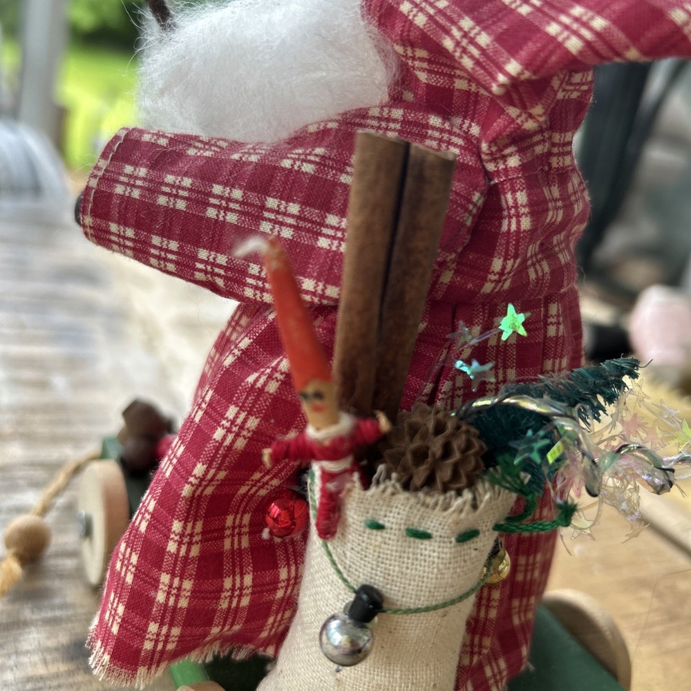 Vintage Santa With Pack On Wheels Pull Toy