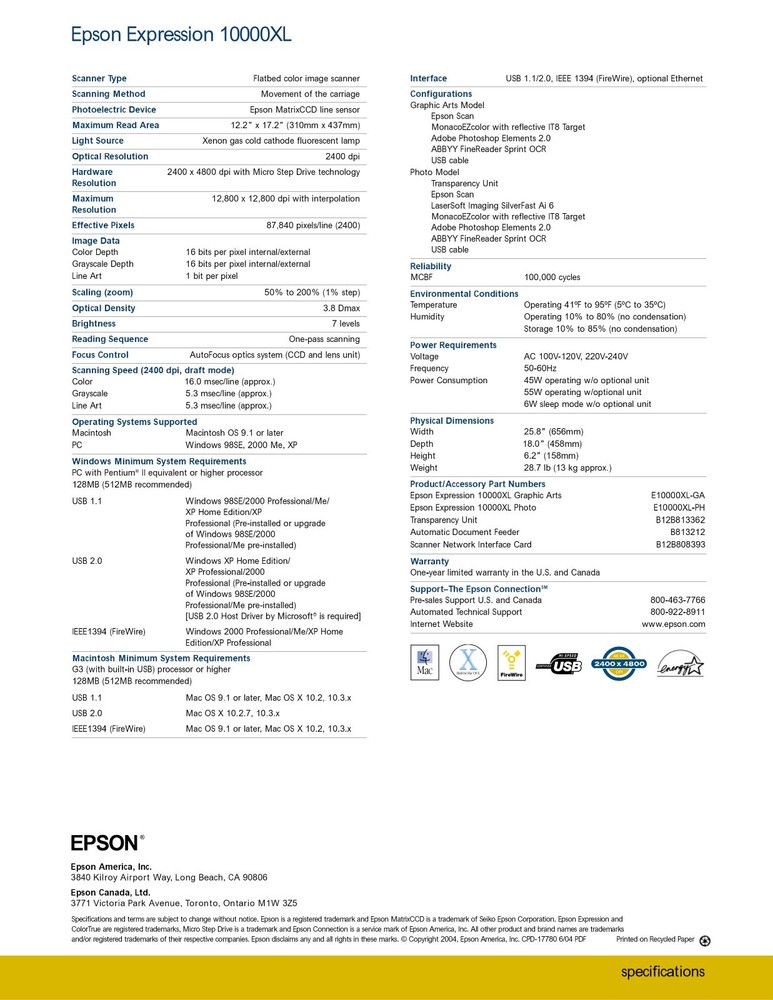 Epson Expression 10000XL Scanner