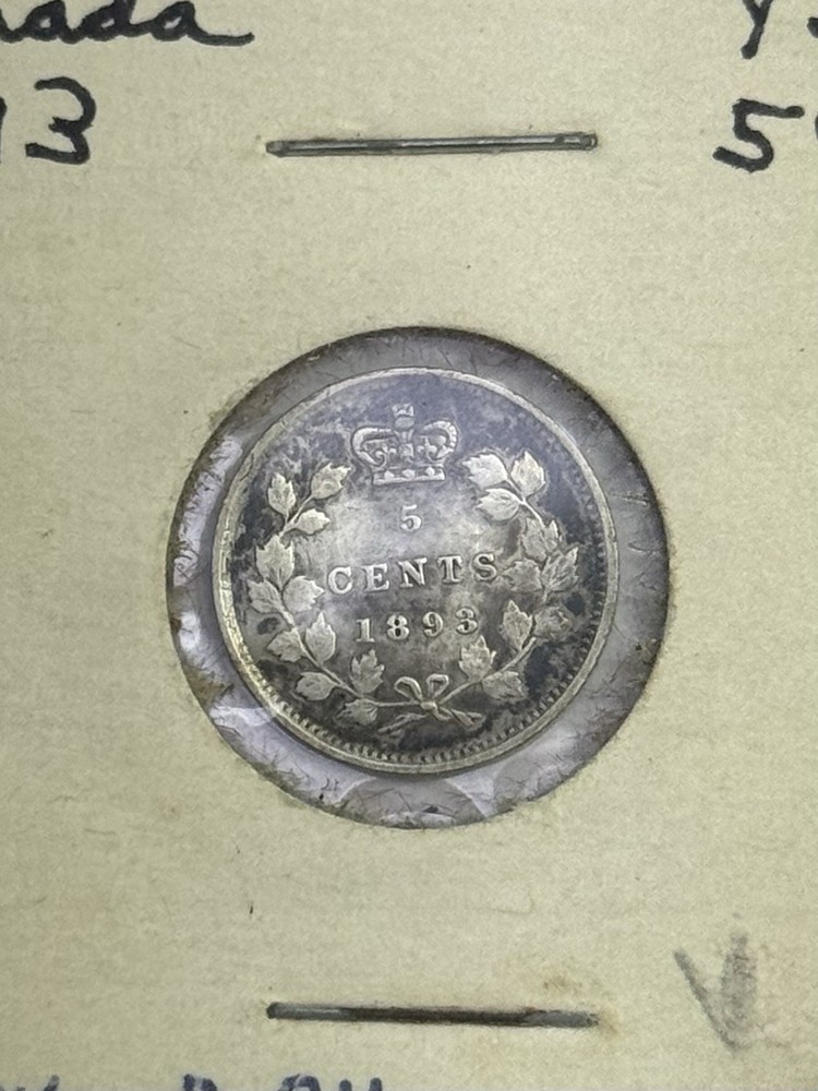 1893 Canada 5 Cents VF Silver Coin