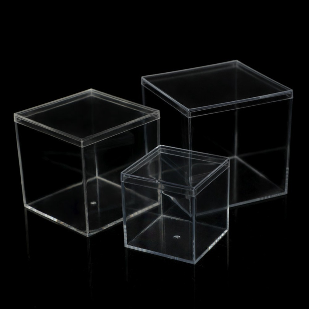 2pcs Clear Acrylic Display Box Case Perspex Dustproof Protection Decor 2" 3"