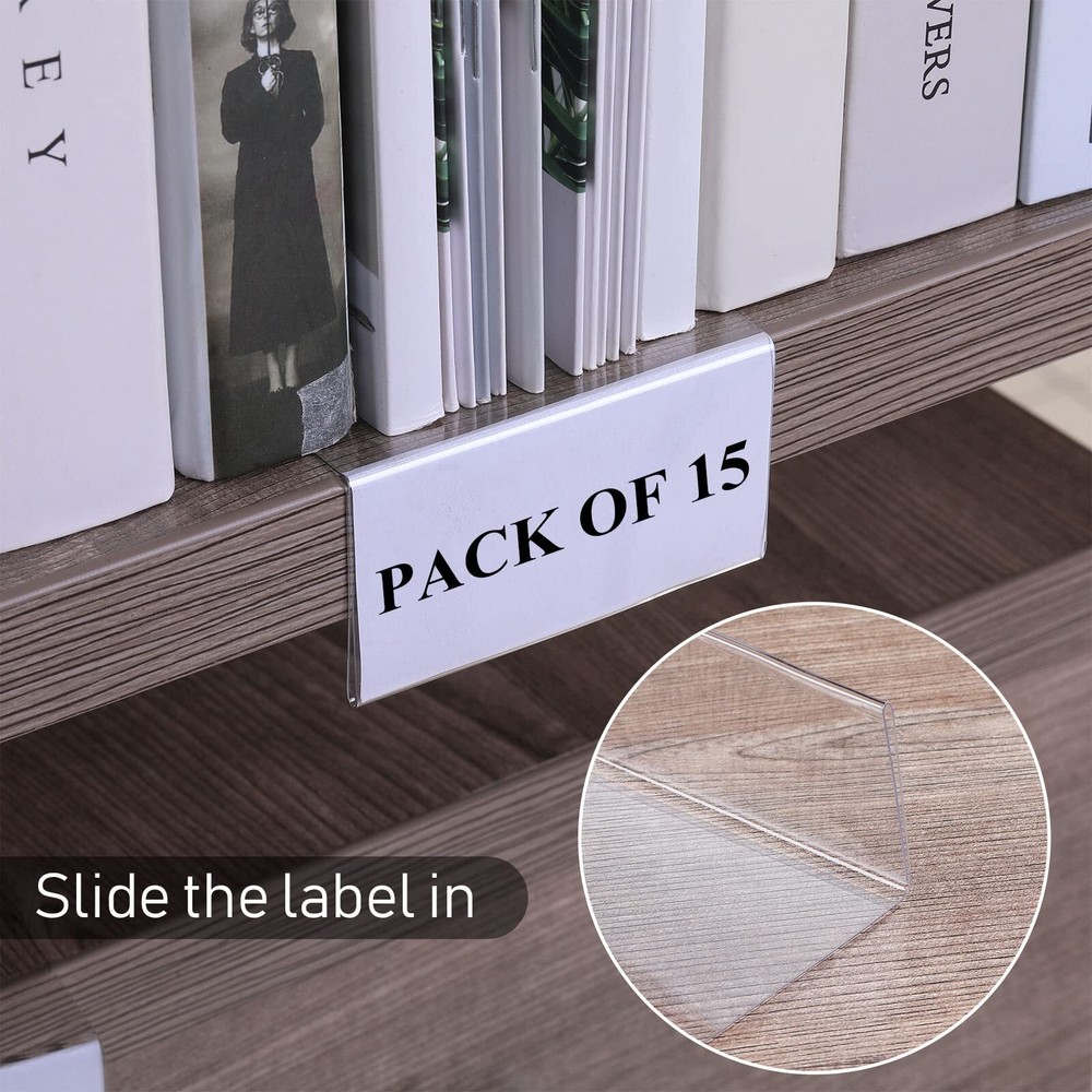 15 Pcs Moveable Shelf Label Holders Library Markers for Classroom Office Library