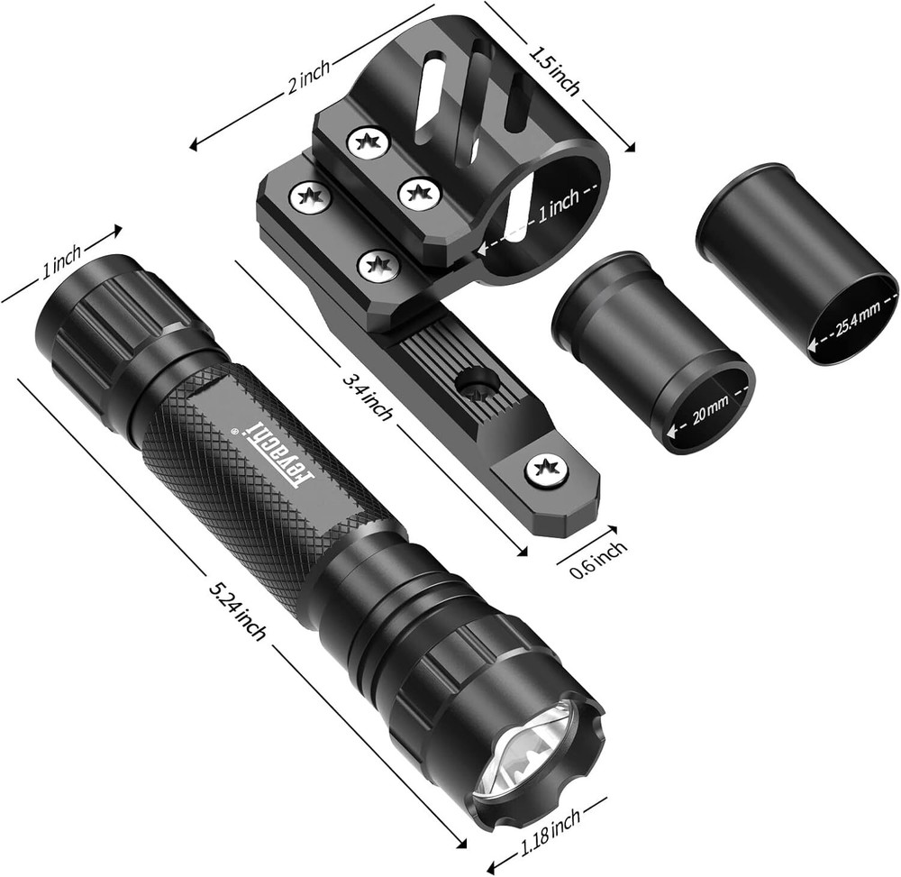 Tactical Flashlight, 1200 Lumens with Offset Mounting and Pressure Switch,