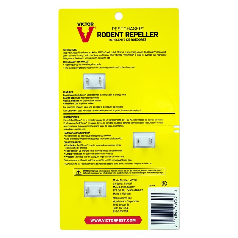 2 ~ Victor PestChaser Rodent Repeller W/Night Light Mini Size Max Coverage 3 pk