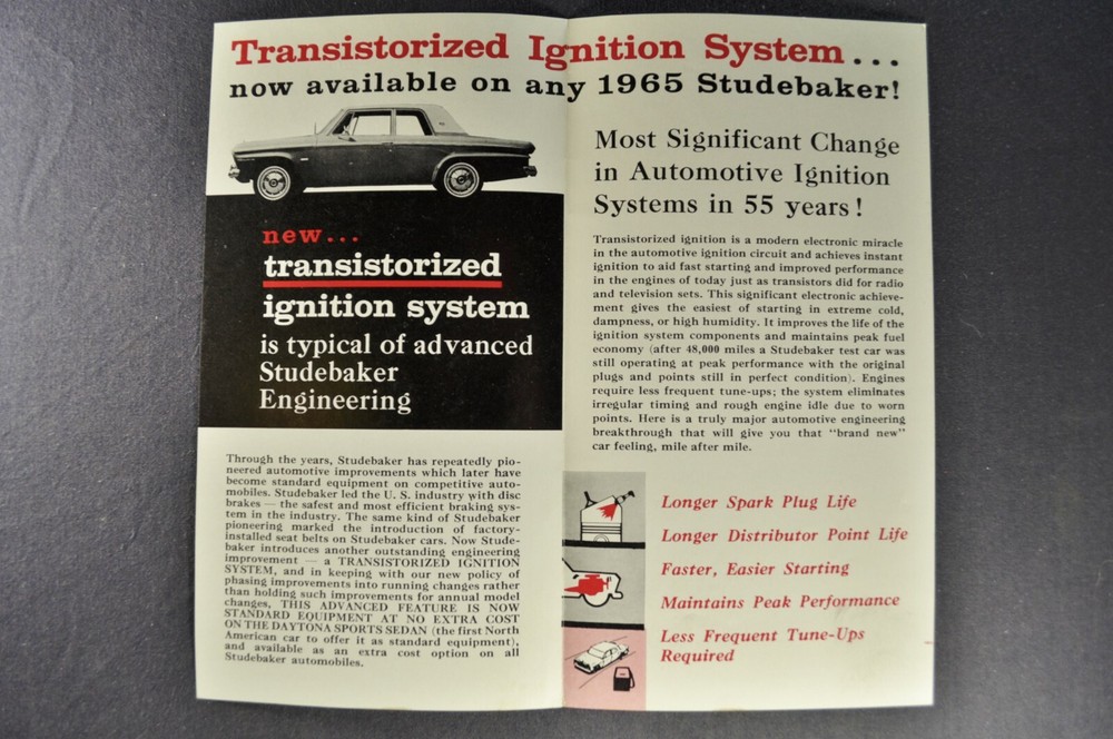 1965 Studebaker Transistorized Ignition Brochure Daytona Excellent Original 65