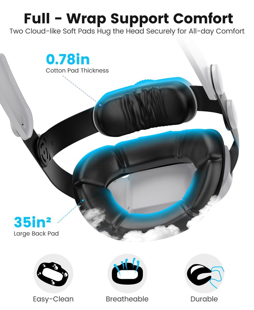 for Meta Quest 3S/Quest 2/Quest 3 Head Strap, Double Knobs Adjustable Elite S...