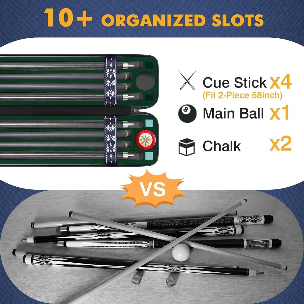 Hard Pool Cue Case 4x4 Billiard Stick Case with Strap and Handle